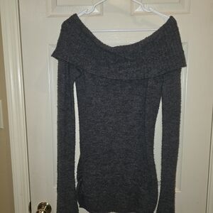 ​I Love Next Era Charcoal Grey Off the Shoulder Sweater Medium